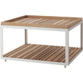 Thumbnail photo of Level Coffee Table, White, Large, Table Top: Teak - Coffee Table Outdoor - Bykato - White - Metal/Wood