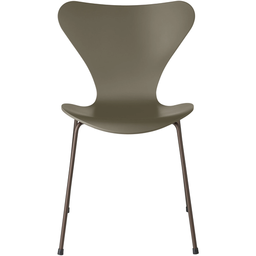 Photo of 3107 Seven, coloured box, Venetian Red, Underframe Brown Bronze - Dining chairs - Arne Jacobsen - Red - Metal/wood