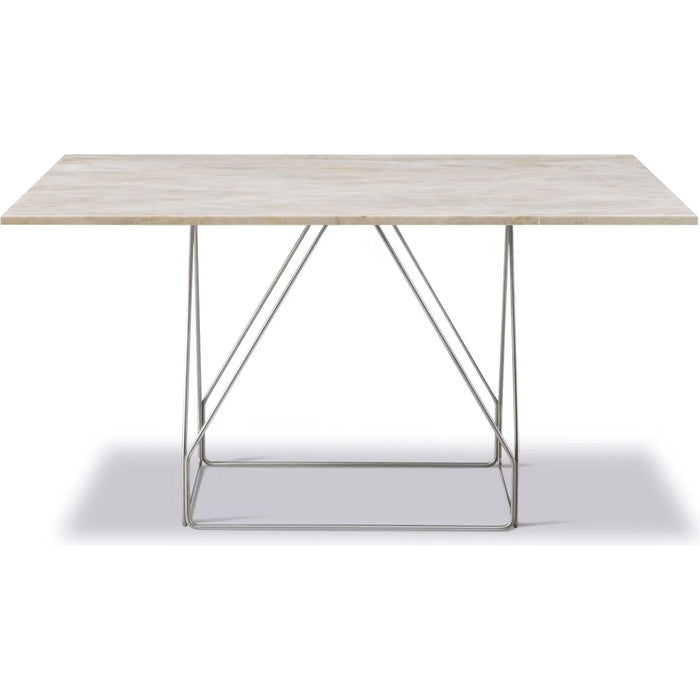 Photo of Jg Table 6569 By Jørgen Gammelgaard - Dining Table - Ivory Quartz / Polished Stainless Steel - W140 X D140 X H72 Cm