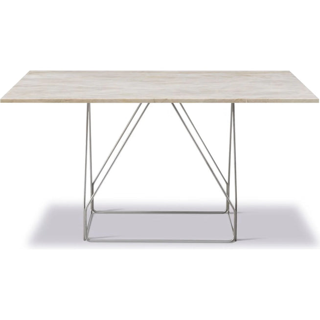 Photo of Jg Table 6569 By Jørgen Gammelgaard - Dining Table - Ivory Quartz / Polished Stainless Steel - W140 X D140 X H72 Cm