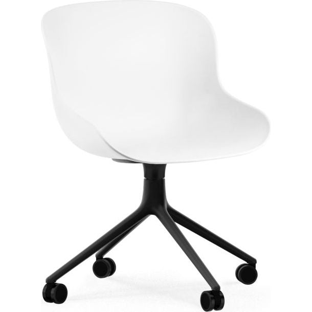 Photo of Hyg Chair Swivel 4w - Office Chair - White - Black Aluminium - H: 84 X L: 54 X D: 53,5 X Sh: 46 Cm
