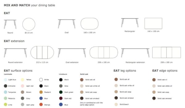 Eat Solid Dining Table - Round 100 with 1 Leaf