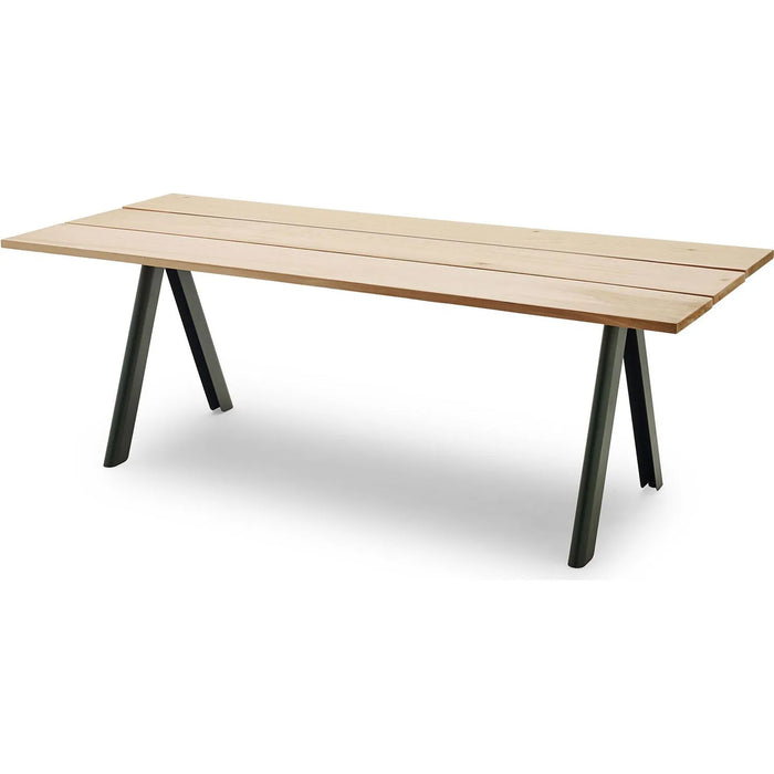 Photo of Overlap Table - Western Red Cedar Fsc Mix - Steel / Hunter Green - Outdoor Dining Table - Metal/Wood