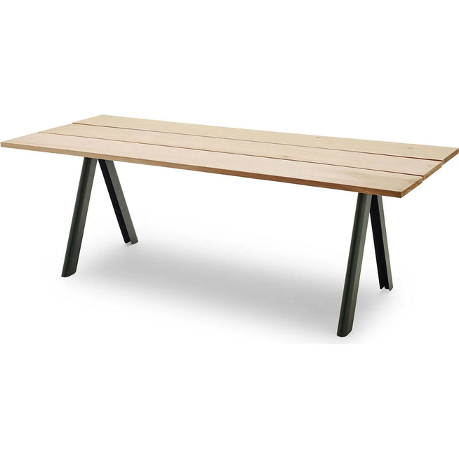 Photo of Overlap Table - Western Red Cedar Fsc Mix - Steel / Hunter Green - Outdoor Dining Table - Metal/Wood