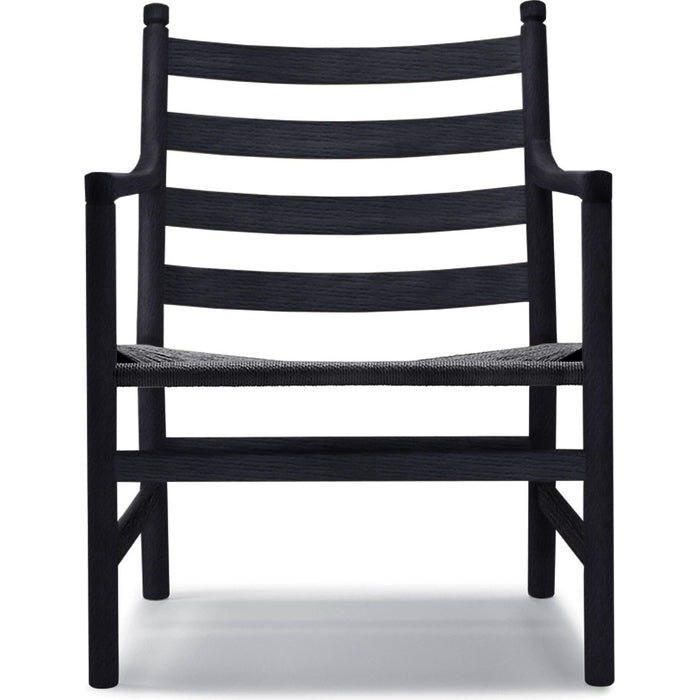 Photo of Carl Hansen - Ch44 Oak Black lacquered / Cord Black - Armchairs - Hans J. Wegner - Black - Natural material/wood