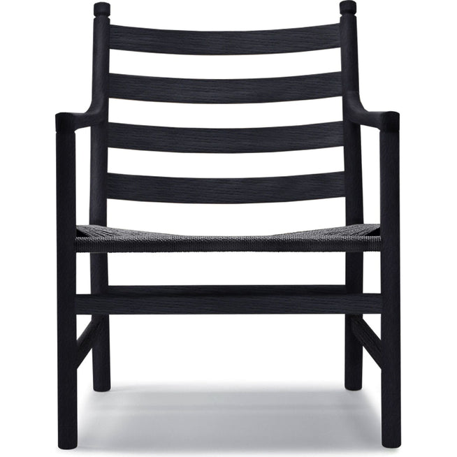 Photo of Carl Hansen - Ch44 Oak Black lacquered / Cord Black - Armchairs - Hans J. Wegner - Black - Natural material/wood