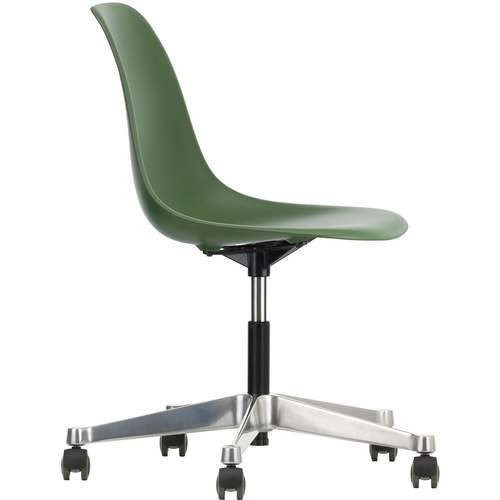 Photo of Eames Plastic Chair Pscc - 48 Forest - Castors Hard - Skrivbordsstolar - Charles & Ray Eames - Grön