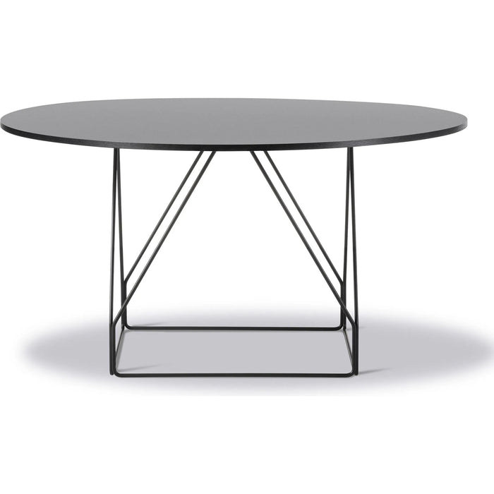 Photo of Jg Table 6568 - Dining Table - Black Linoleum W/Black Oak / Black Powder Coated Steel - Ø140 X H72 Cm