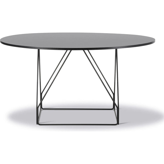 Photo of Jg Table 6568 - Dining Table - Black Linoleum W/Black Oak / Black Powder Coated Steel - Ø140 X H72 Cm