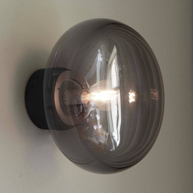 Photo of Karl-johan Wall Lamp Black Stain Oak/smoke Glass