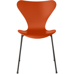 Photo of 3107 Seven, Coloured Ash, Venetian Red, Underframe Warm Graphite - Dining chairs - Arne Jacobsen - Red - Metal/wood