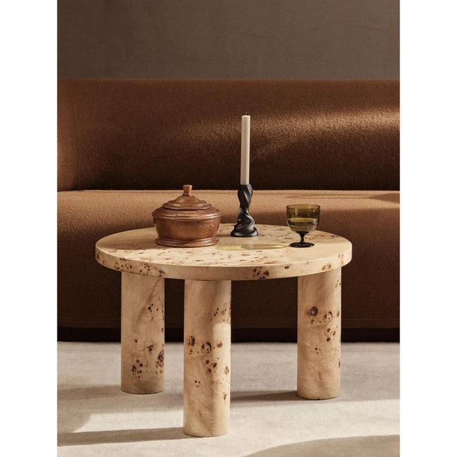 Photo of Post Coffee Table - Poplar Burl Veneer - Kaffebord - Burl-finer - Ø: 65 X H: 41.4 Cm