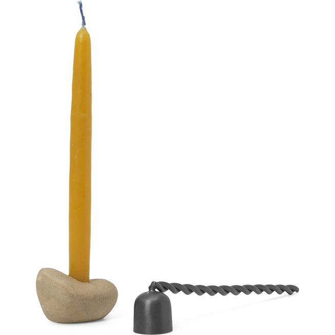 Photo of Libre - Gift Set - Lysestage - Paraffin Candles / Ceramic Holder / Twist Candle Snuffer - W5 X H3 X D15 Cm