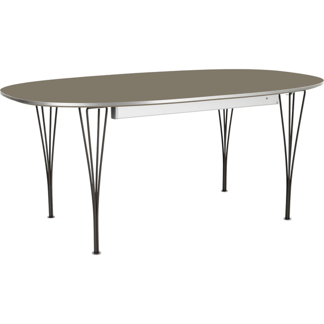 Photo of Superellips Extendable B619 – 180-300x120 cm Brown Ottowa/black - Dining table - Bruno Mathsson - Brown - Metal/wood