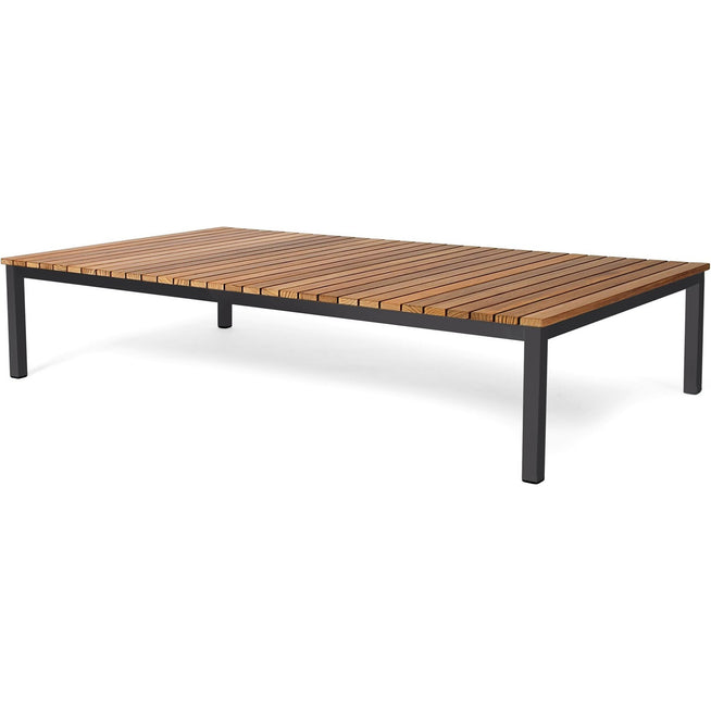 Photo of Häringe Lounge Table Large, Black Stainless Steel, Teak Slats - Small Table & Side Table Outdoor - Joacim Wahlström, Carl Jägnefeldt - Wood-coloured - Metal/wood
