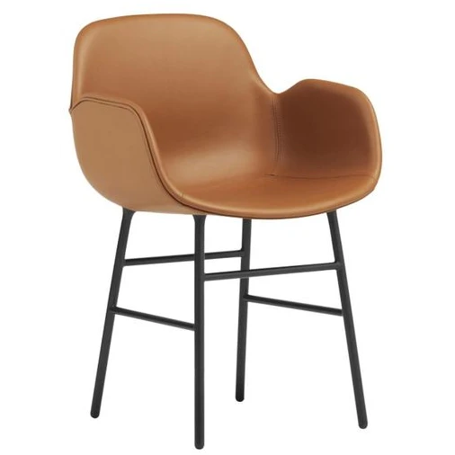 Photo of Form Armchair Full Upholstery Steel - Spisebordsstol - Black Steel / Ultra Leather: 41574 (brandy) - 41599 (black) - H80 X W56 X D52 X Sh44 Cm
