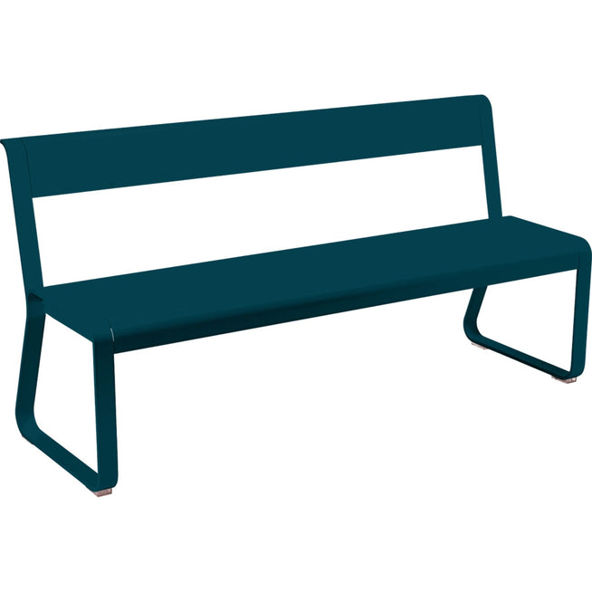 Photo of Bellevie Bench With Backrest Acapulco Blue - Garden Benches - Pagnon & Pelhaître - Blue - Metal