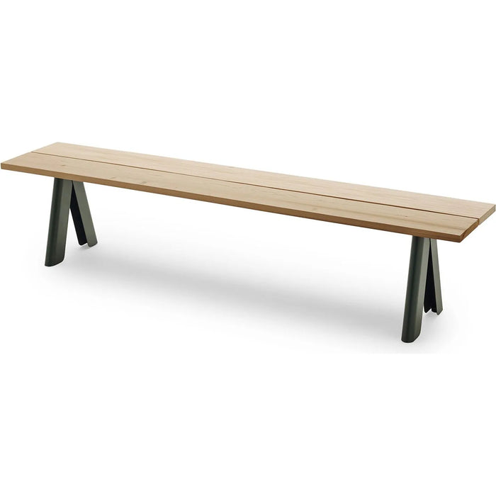 Photo of Overlap Bench - Western Red Cedar - Steel / Hunter Green - Garden Benches - Metal/Wood