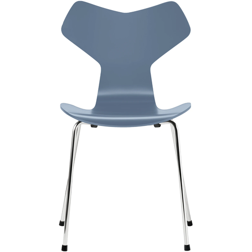 Photo of 3130 Grand Prix, Lacquered, Dusk Blue, Underframe Chrome Steel - Dining chairs - Arne Jacobsen - Blue - Metal/wood