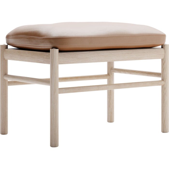 Photo of Carl Hansen - OW149F - Colonial Footstool, White Oiled Oak, Leather Group C Sif