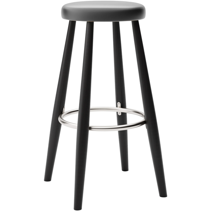 Carl Hansen - Ch56 High Stool, Black Lacquered Oak, Leather Group B Thor - 301 - Bar stools & Bar stools - Hans J. Wegner - Black - Leather/metal/wood