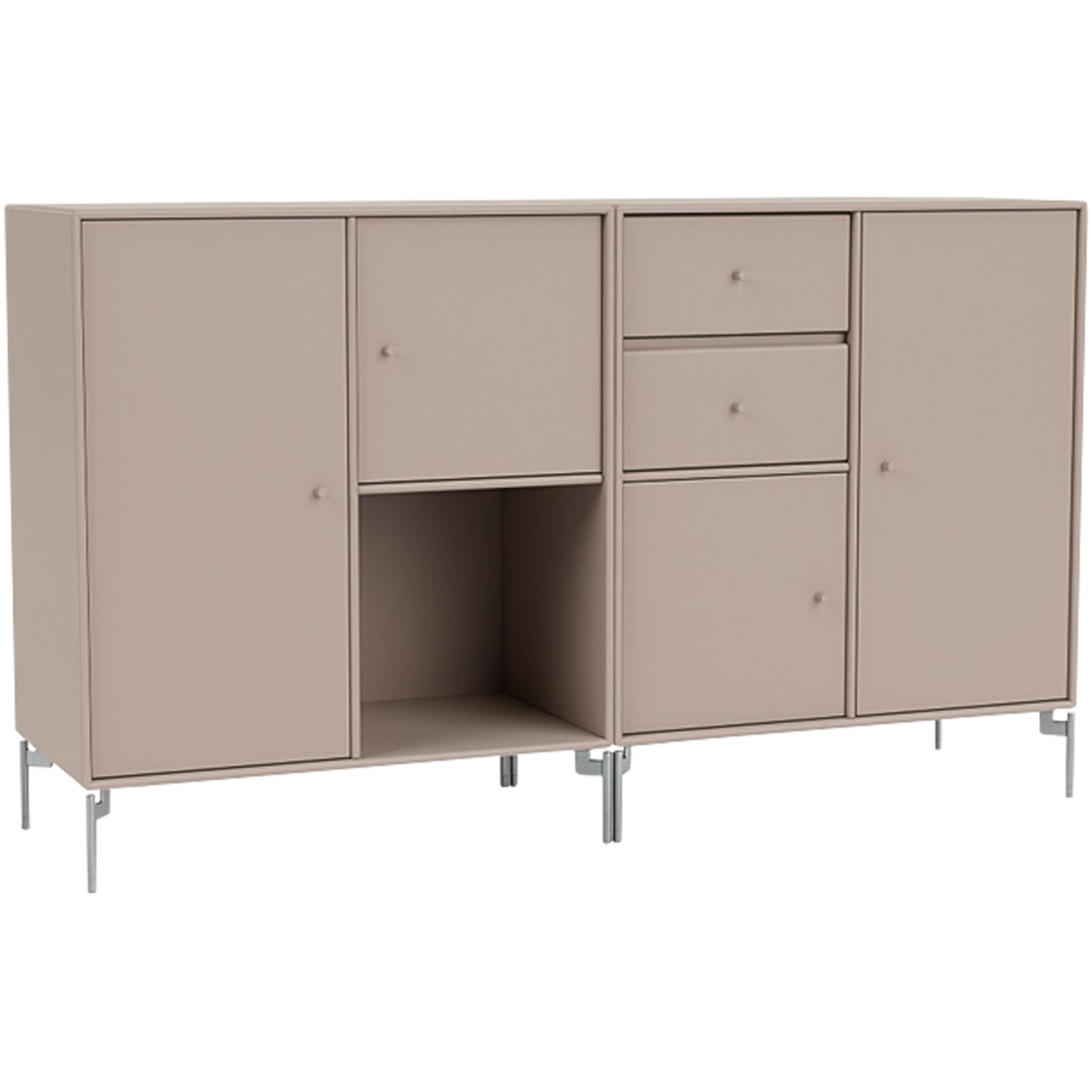Couple Sideboard - Mushroom / Matt Chrome Legs - Sideboards - Peter J. Lassen - Beige - Mdf