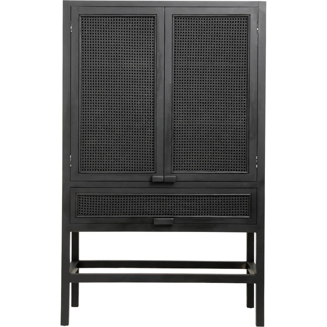 Photo of Wicker Teak Cabinet with Webbing - Black