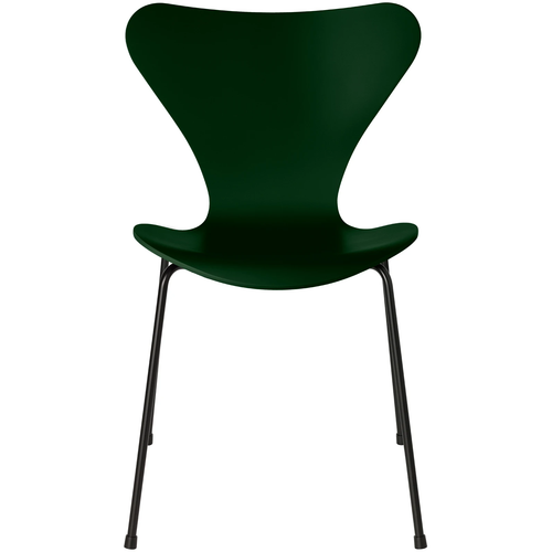 Photo of 3107 Sjuan, Lacquered, Evergreen, Underframe Black - Dining chairs - Arne Jacobsen - Green - Metal/wood