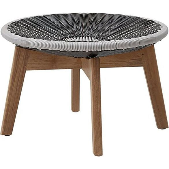 Photo of Peacock Footstool Grey/light Grey, Weave, Teak Legs