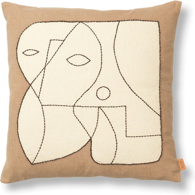 Photo of Figure Cushion - Pude - Figure Cushion - Dark Taupe/off-white - W50 X D1 X H50 Cm