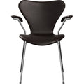 Thumbnail photo of 3207 Sjuan - Fully upholstered, Leather, Grace Dark Brown - Dining chairs - Arne Jacobsen - Brown - Metal/wood