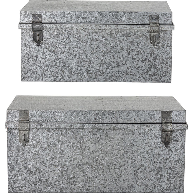 Photo of Storage Boxes with Lid Metal - Silver Set of 2 Pieces