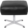 Thumbnail photo of 4210 Oksen Footstool, Leather, Aura Black, Satin Polished - Footstools - Arne Jacobsen - Black - Leather/Metal/Wood