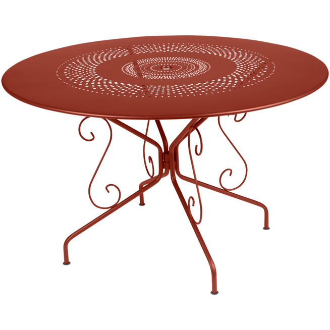 Photo of Montmartre Table Ø 117 cm, Red Ochre - Outdoor dining table - Red - Metal
