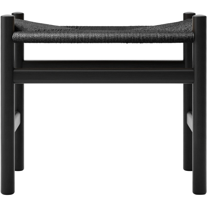 Photo of Carl Hansen - Ch53, oak, black, black braided, 39 cm - footstools - Hans J. Wegner - black - paper/wood