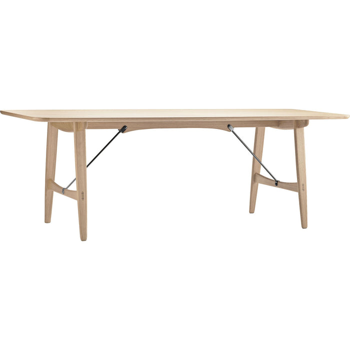 Photo of Carl Hansen - Bm1160 Hunting Table, White Oiled Oak, Stainless Steel - Dining Table - Børge Mogensen - Wood Coloured - Metal/Wood