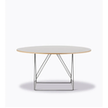 Thumbnail photo of Jg Table 6568 By Jørgen Gammelgaard - Spisebord - Grey Linoleum W/natural Ash / Brushed Stainless Steel - Ø140 X H72 Cm