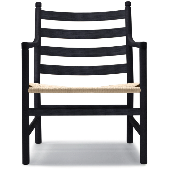Photo of Carl Hansen - Ch44 Oak Black lacquered / Cord Natural - Armchairs - Hans J. Wegner - Wood - Natural material/wood