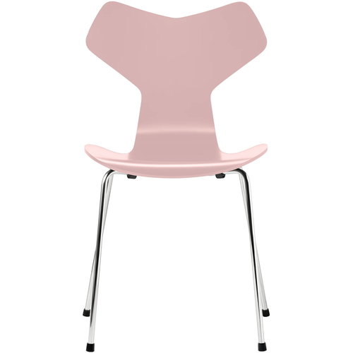 Photo of 3130 Grand Prix, Lacquered, Pale Rose, Underframe Chrome Steel - Dining chairs - Arne Jacobsen - Pink - Metal/wood