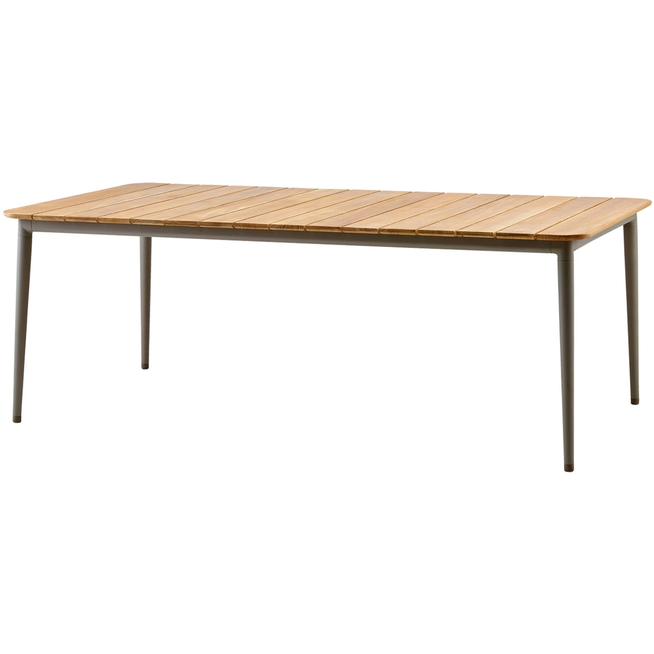 Photo of Core Dining Table, 210x90, Taupe, Table Top: Teak, Frame: Aluminium - Outdoor Dining Table - Foersom & Hiort-lorenzen Mdd - Beige - Metal/Wood