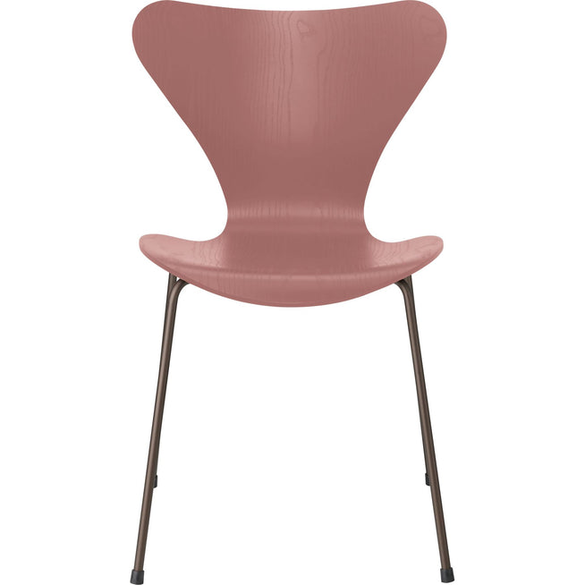 Photo of 3107 Seven, coloured box, Venetian Red, Underframe Brown Bronze - Dining chairs - Arne Jacobsen - Red - Metal/wood