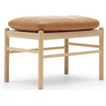 Thumbnail photo of Carl Hansen - Ow149F - Colonial Footstool, Soaped Oak, Leather Group C Sif - 95 - Footstools - Ole Wanscher - Brown - Leather/Wood