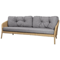 Thumbnail photo of Ocean Large 3-pers. Sofa - Havesofa - Frame: Natural, Cane-line Flat Weave / Cushion: Dark Grey, Cane-line Wove - W202 X D90 X H73 X Sh40 Cm