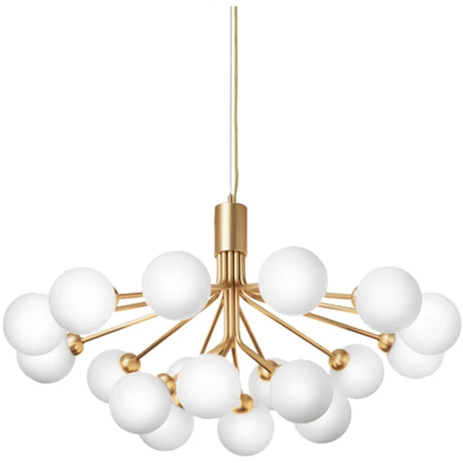 Apiales 18 Chandelier Brushed Brass/opal White