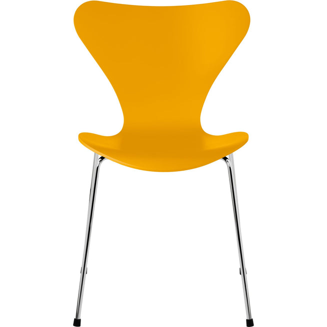 Photo of Sjuan 3107 True Yellow Lacquered/chrome - Dining chairs - Arne Jacobsen - Yellow - Metal/wood