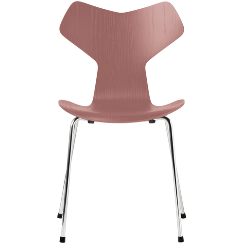 Photo of 3130 Grand Prix, Lacquered, Wild Rose, Underframe Chrome Steel - Dining Chairs - Arne Jacobsen - Pink - Metal/Wood