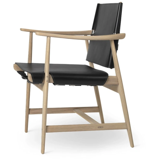 Photo of Bm1106 Huntsman Chair Black-White Oiled Oak-Brass