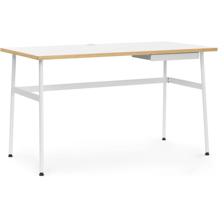 Photo of Journal Desk White Laminate - White Steel Legs And Drawer