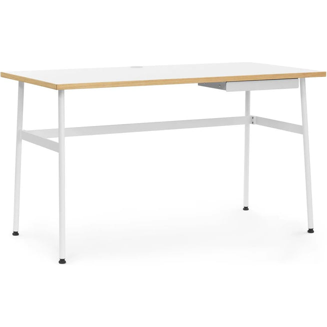 Photo of Journal Desk White Laminate - White Steel Legs And Drawer