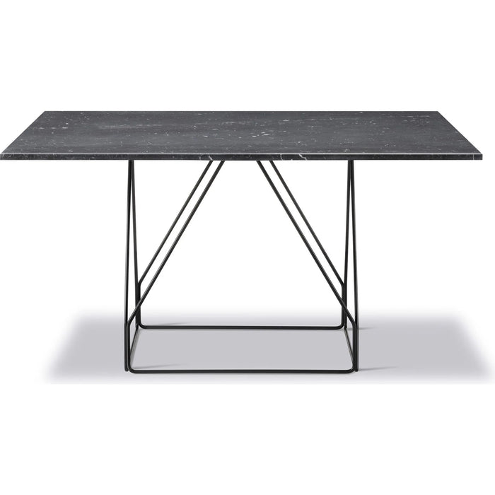 Photo of JG Table 6569 - Dining Table - Black Marquina / Black Powder Coated Steel - W140 X D140 X H72 Cm